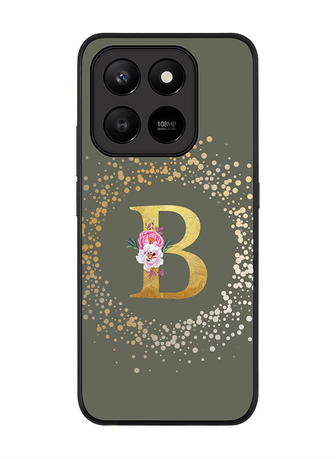 For Honor X7d 4G / X7d 5G / 400 Smart Case,Slim fit Camera Protection, Shockproof Thin Phone cover  - Custom Monogram Floral - B  (Olive Green )